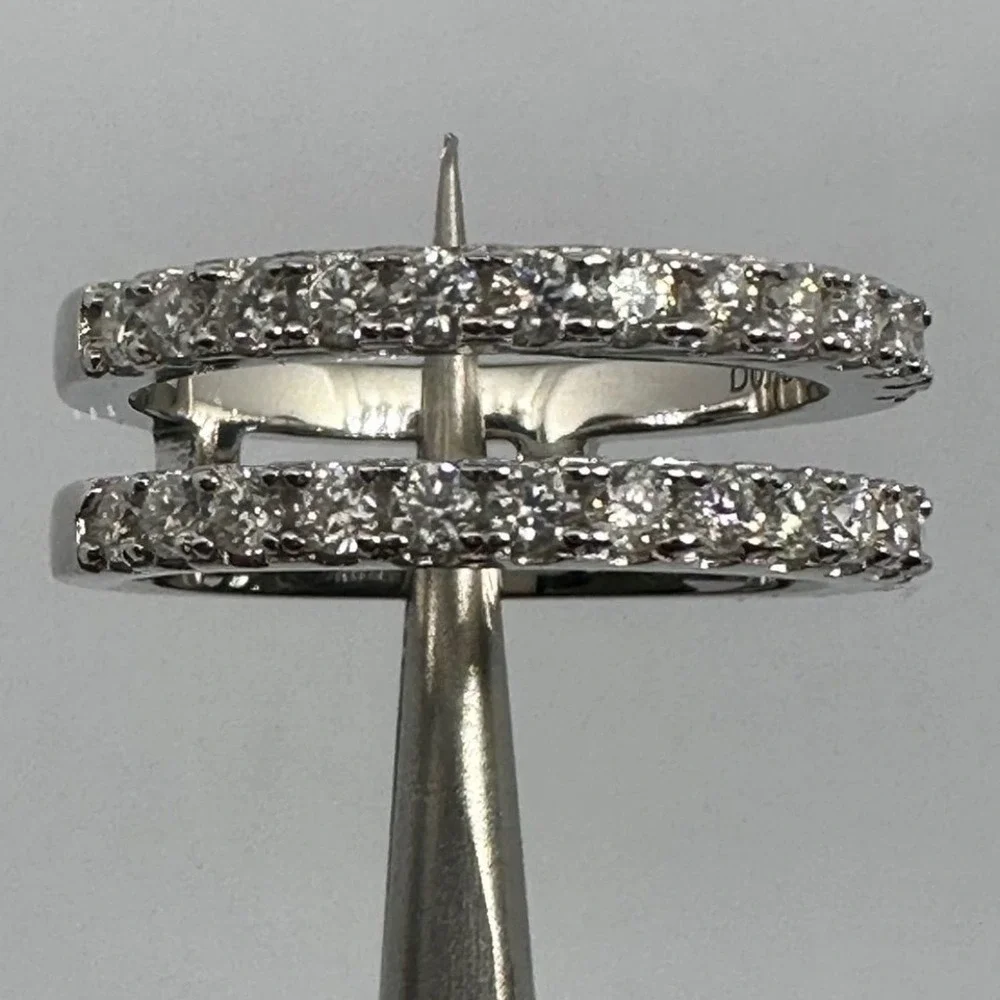 Moissanite Diamond Ring Enhancer Double Row Wedding Band Brilliant GRA Size 10